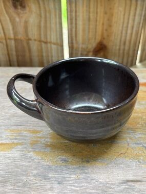 Starbucks 2011 Hand Painted Brown Ribbed Cappuccino Cup Mug Size 8oz
